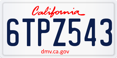 CA license plate 6TPZ543