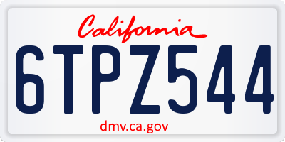 CA license plate 6TPZ544