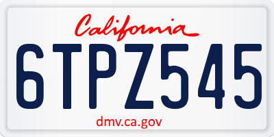 CA license plate 6TPZ545