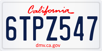 CA license plate 6TPZ547