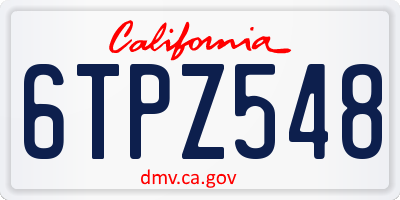 CA license plate 6TPZ548