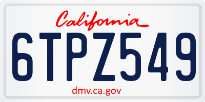 CA license plate 6TPZ549