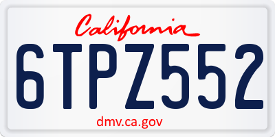 CA license plate 6TPZ552