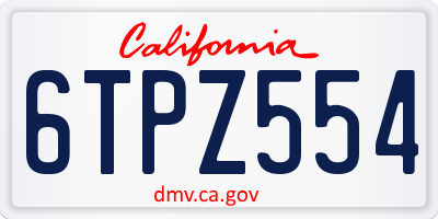 CA license plate 6TPZ554