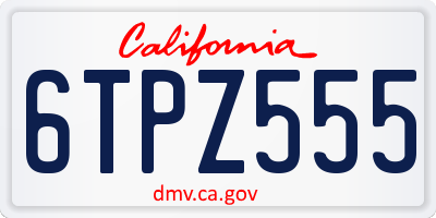 CA license plate 6TPZ555