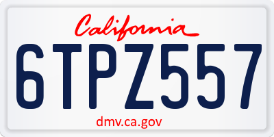 CA license plate 6TPZ557