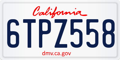 CA license plate 6TPZ558