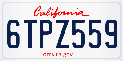 CA license plate 6TPZ559