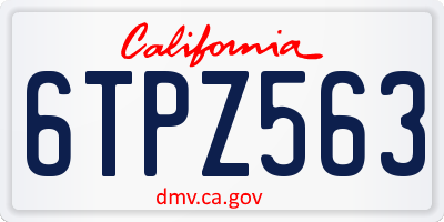 CA license plate 6TPZ563