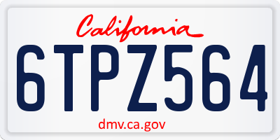 CA license plate 6TPZ564