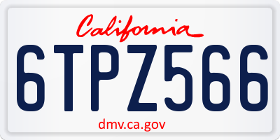 CA license plate 6TPZ566