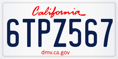 CA license plate 6TPZ567