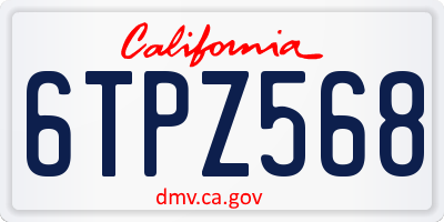 CA license plate 6TPZ568