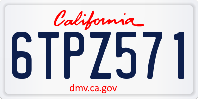 CA license plate 6TPZ571