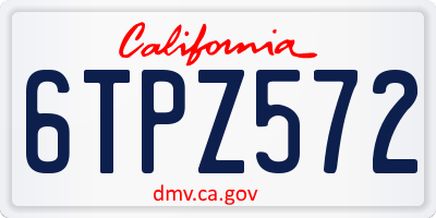 CA license plate 6TPZ572