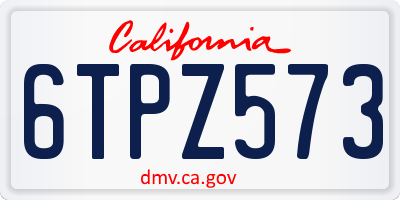 CA license plate 6TPZ573