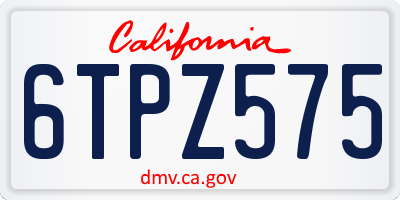 CA license plate 6TPZ575