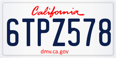 CA license plate 6TPZ578