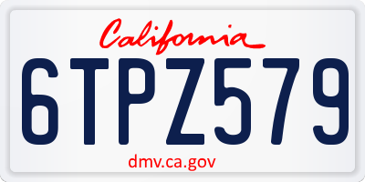 CA license plate 6TPZ579