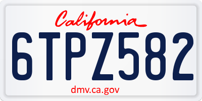 CA license plate 6TPZ582