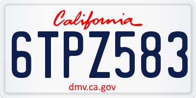 CA license plate 6TPZ583