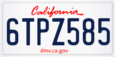 CA license plate 6TPZ585