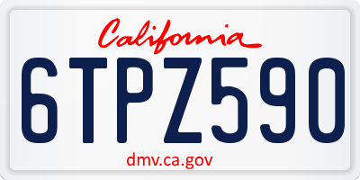 CA license plate 6TPZ590