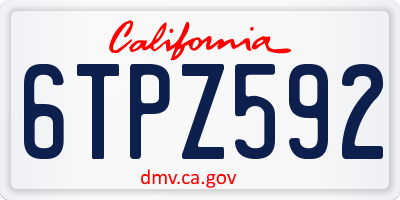 CA license plate 6TPZ592