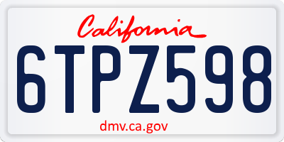 CA license plate 6TPZ598