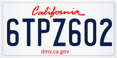 CA license plate 6TPZ602