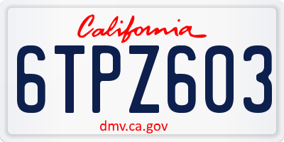 CA license plate 6TPZ603