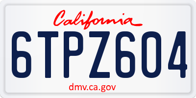 CA license plate 6TPZ604