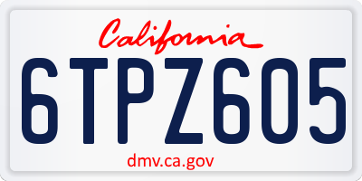 CA license plate 6TPZ605