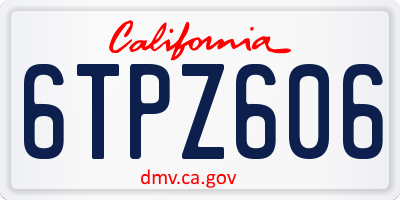 CA license plate 6TPZ606