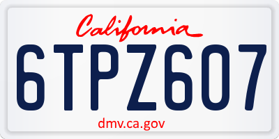 CA license plate 6TPZ607