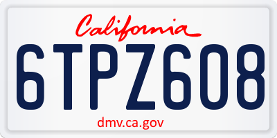 CA license plate 6TPZ608