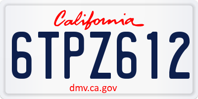 CA license plate 6TPZ612