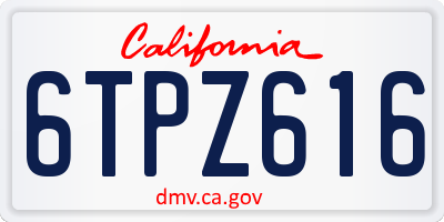 CA license plate 6TPZ616