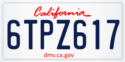 CA license plate 6TPZ617