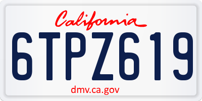 CA license plate 6TPZ619