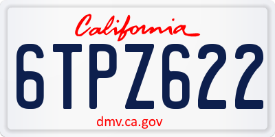 CA license plate 6TPZ622