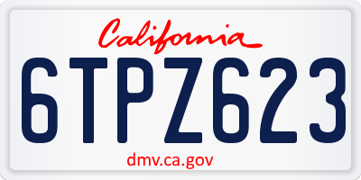 CA license plate 6TPZ623