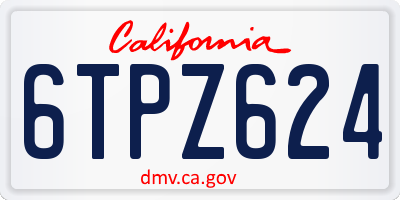 CA license plate 6TPZ624