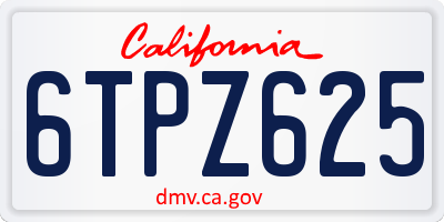 CA license plate 6TPZ625