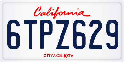 CA license plate 6TPZ629