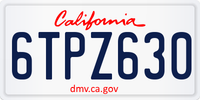 CA license plate 6TPZ630