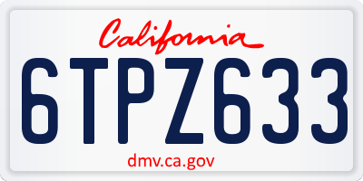 CA license plate 6TPZ633