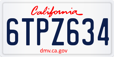 CA license plate 6TPZ634