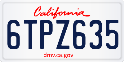 CA license plate 6TPZ635