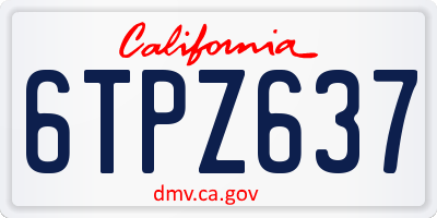 CA license plate 6TPZ637